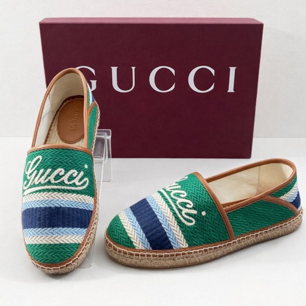 Gucci Green and Blue Striped Espadrilles